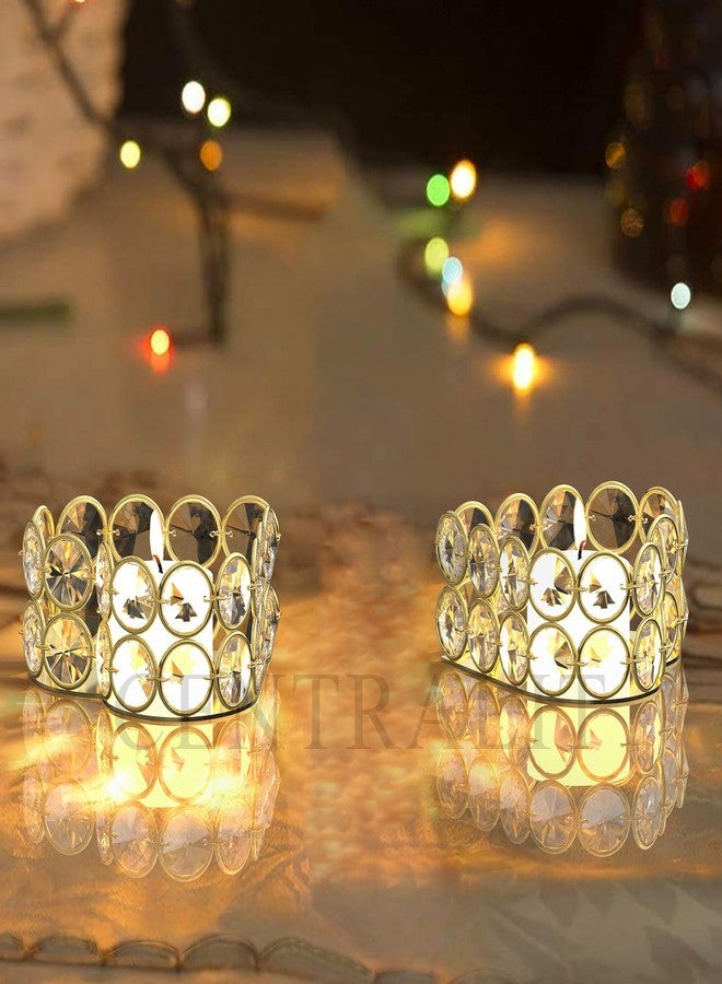 CentraLit حاملات شموع كريستالية ذهبية على شكل قلب من سنتراليت، مثالية لتزيين ديوالي، هدية تذكارية لعيد ديوالي - هدايا رومانسية - قطع مركزية للشموع على طاولة الطعام - ديكور منزلي (ذهبي (عبوة من قطعتين)) - Image 3